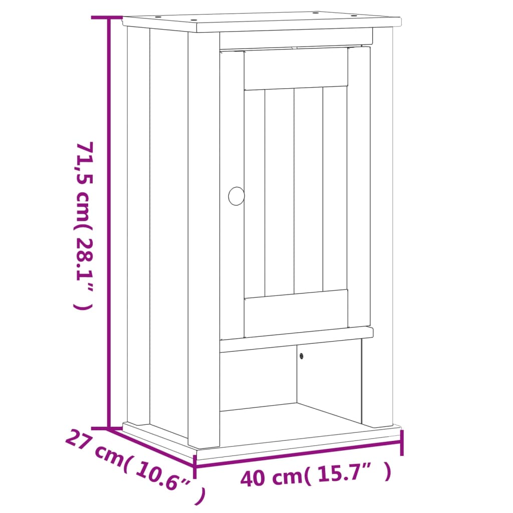 Badkamermeubelset Berg Massief Grenenhout 3 40 x 27 x 71.5 cm Wit