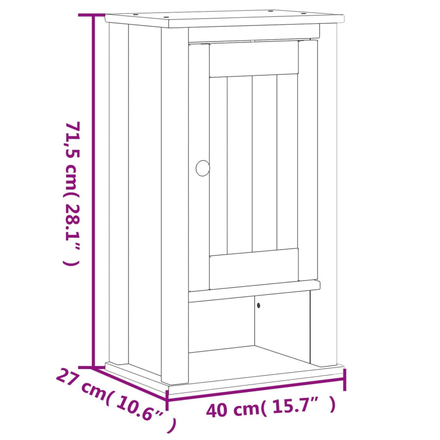 Badkamermeubelset Berg Massief Grenenhout 3 40 x 27 x 71.5 cm Wit