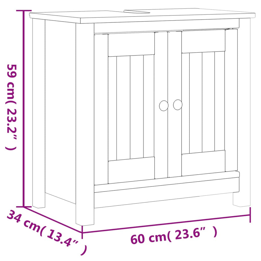 Badkamermeubelset Berg Massief Grenenhout 3 40 x 27 x 71.5 cm Wit