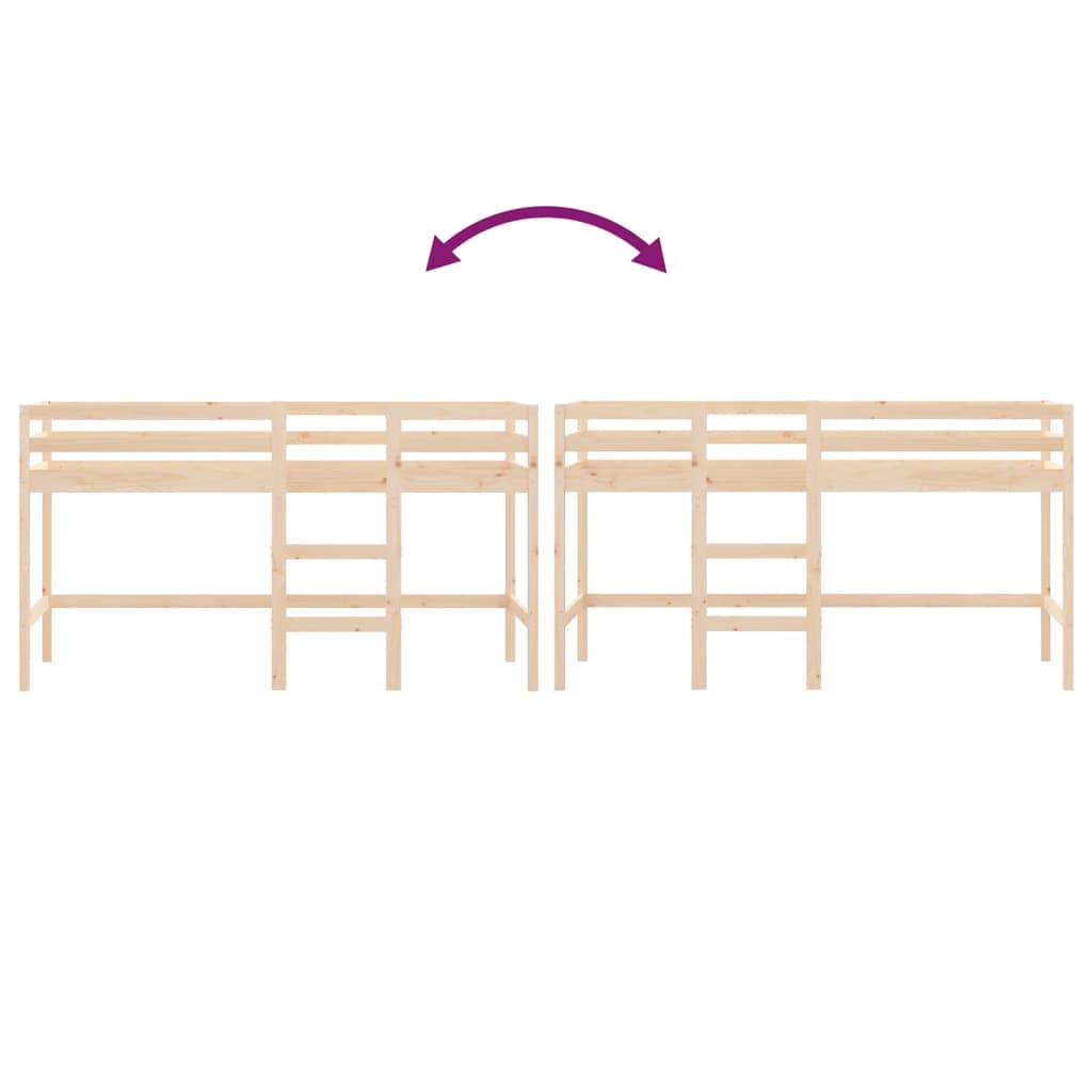 Kinderhoogslaper Met Ladder Massief Grenenhout 90 x 200 cm Naturel