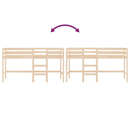 Kinderhoogslaper Met Ladder Massief Grenenhout 90 x 200 cm Naturel