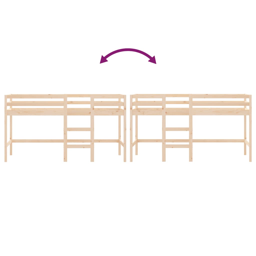 Kinderhoogslaper Met Ladder Massief Grenenhout 90 x 190 cm Naturel