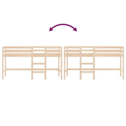 Kinderhoogslaper Met Ladder Massief Grenenhout 90 x 190 cm Naturel