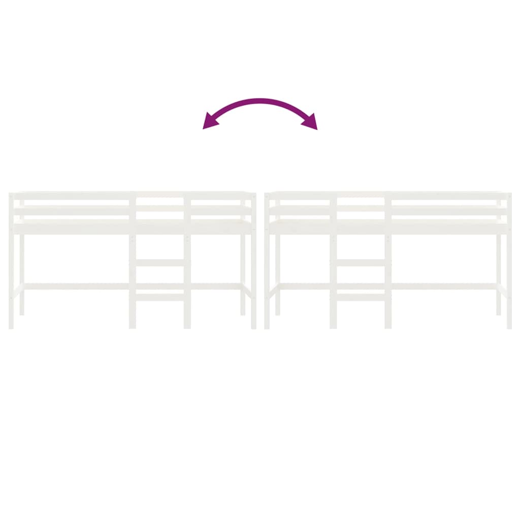 Kinderhoogslaper Met Ladder Massief Grenenhout 90 x 190 cm Wit