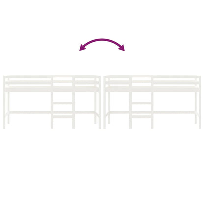 Kinderhoogslaper Met Ladder Massief Grenenhout 90 x 190 cm Wit