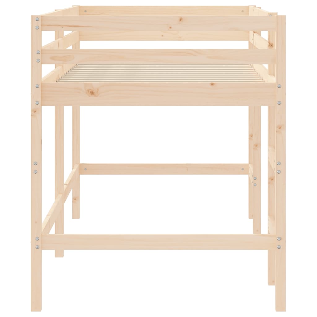 Kinderhoogslaper Met Ladder Massief Grenenhout 80 x 200 cm Naturel