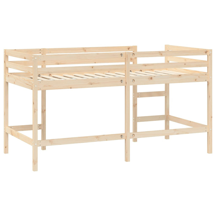 Kinderhoogslaper Met Ladder Massief Grenenhout 80 x 200 cm Naturel