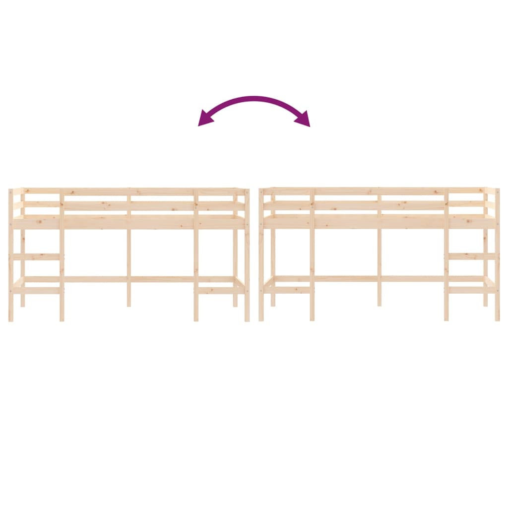 Kinderhoogslaper Met Ladder Massief Grenenhout 80 x 200 cm Naturel