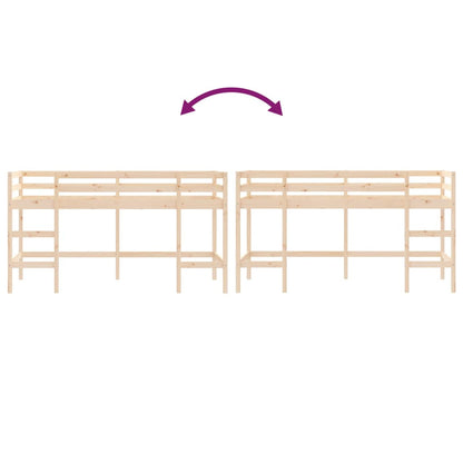 Kinderhoogslaper Met Ladder Massief Grenenhout 80 x 200 cm Naturel