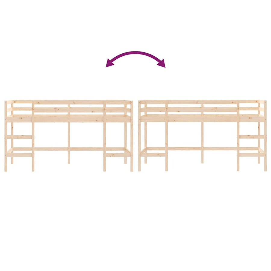 Kinderhoogslaper Met Ladder Massief Grenenhout 80 x 200 cm Naturel