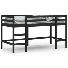 Kinderhoogslaper Met Ladder Massief Grenenhout 90 x 200 cm Zwart