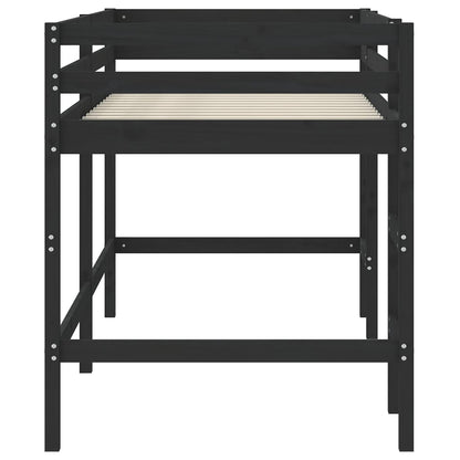 Kinderhoogslaper Met Ladder Massief Grenenhout 90 x 200 cm Zwart