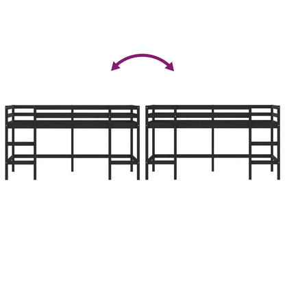 Kinderhoogslaper Met Ladder Massief Grenenhout 90 x 200 cm Zwart