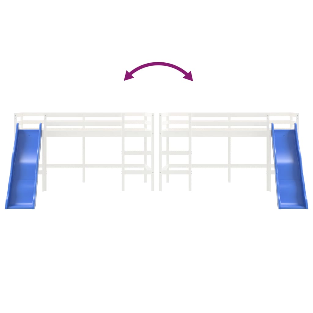 Kinderhoogslaper Met Glijbaan Massief Grenenhout 80 x 200 cm Wit