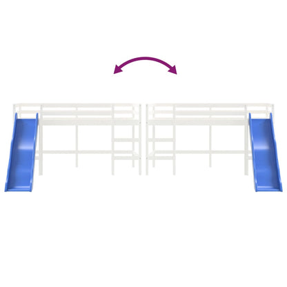 Kinderhoogslaper Met Glijbaan Massief Grenenhout 80 x 200 cm Wit