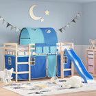Curtains for loft bed with tunnel, polyester, blue