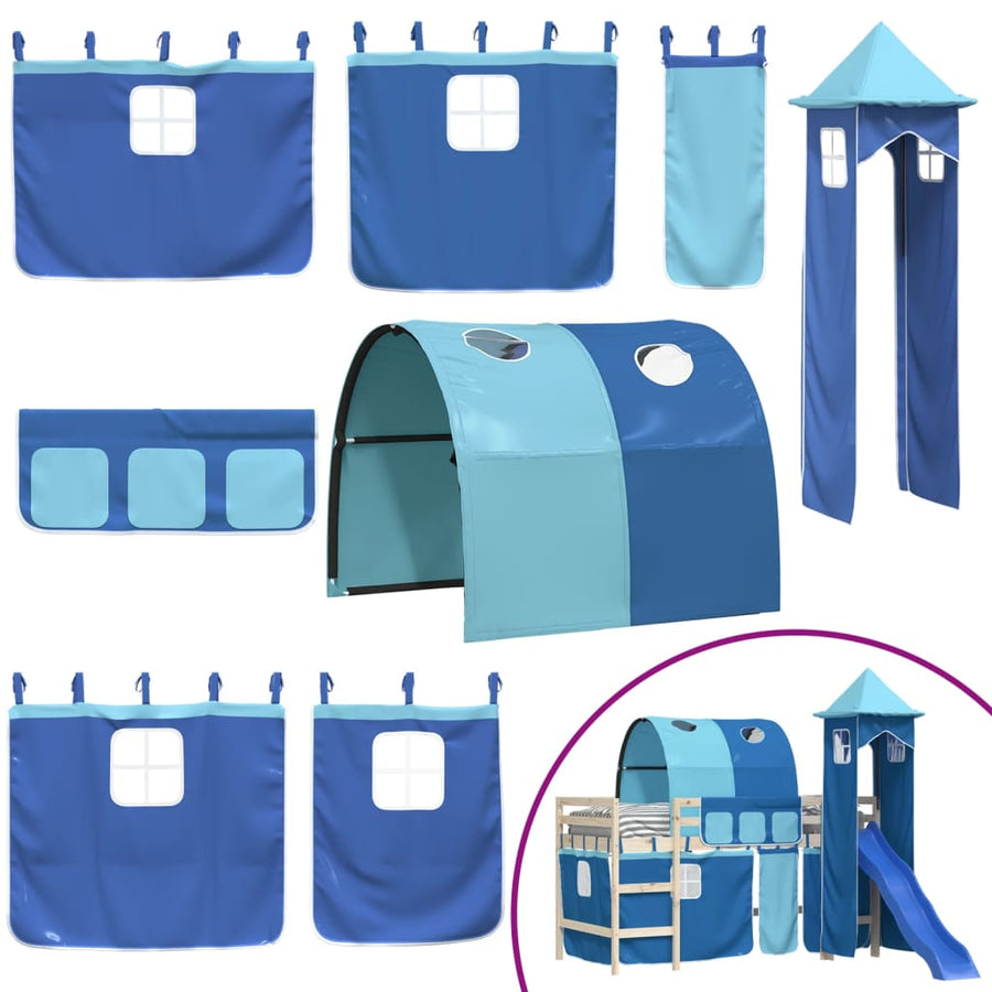 Gordijnen Voor Hoogslaper Met Tunnel En Toren Blauw