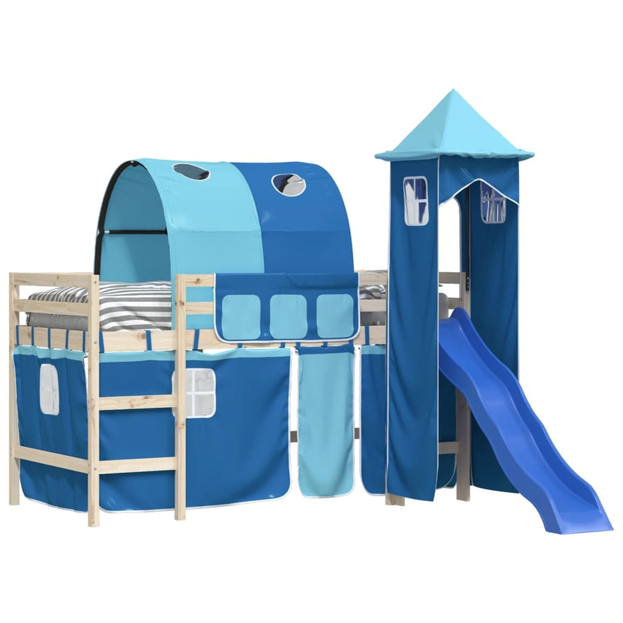 Gordijnen Voor Hoogslaper Met Tunnel En Toren Blauw