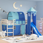 Hoogslaper gordijn met tunnel en toren blauw polyester
