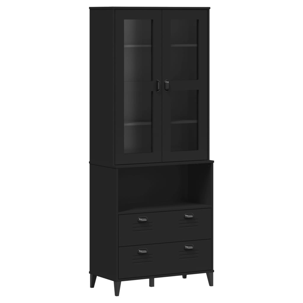 Hoge Kast Viken 80X40X200 Cm Massief Grenenhout Zwart