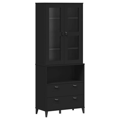 Hoge Kast Viken 80X40X200 Cm Massief Grenenhout Zwart