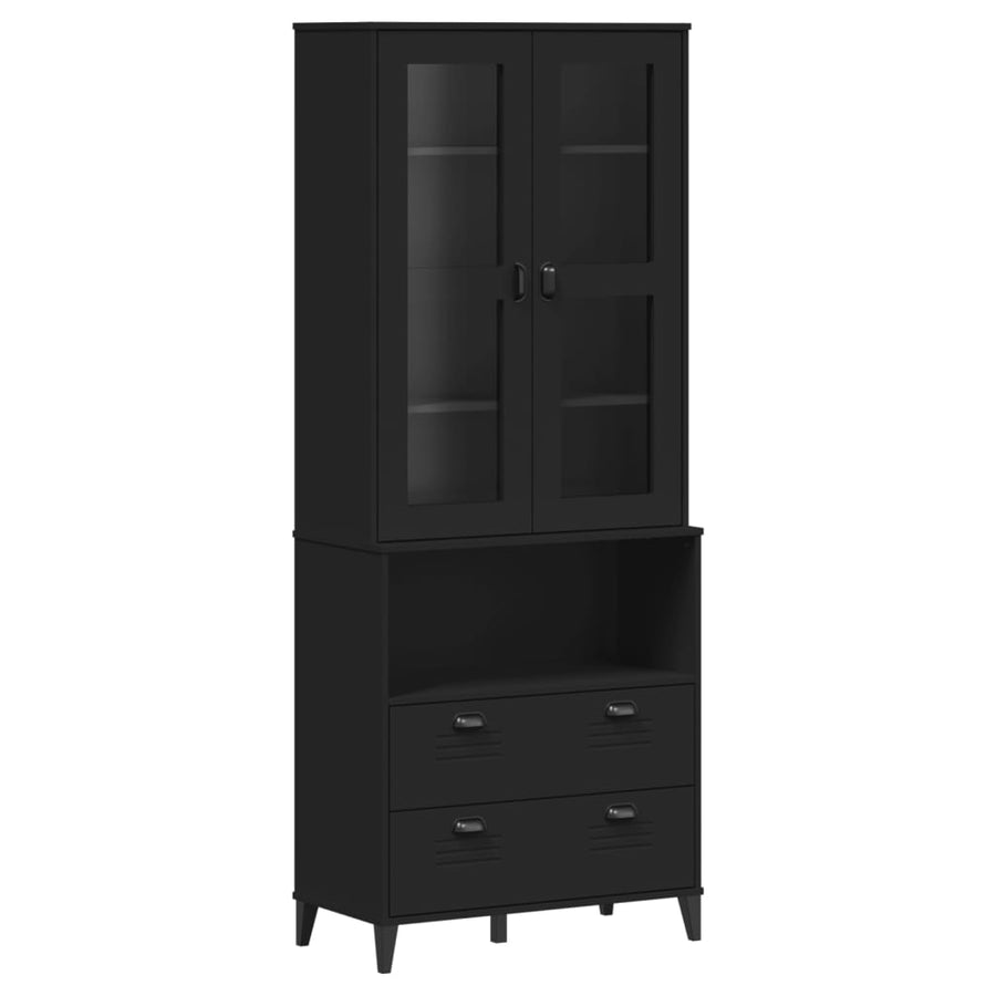 Hoge Kast Viken 80X40X200 Cm Massief Grenenhout Zwart