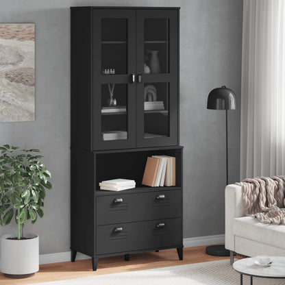 Hoge Kast Viken 80X40X200 Cm Massief Grenenhout Zwart