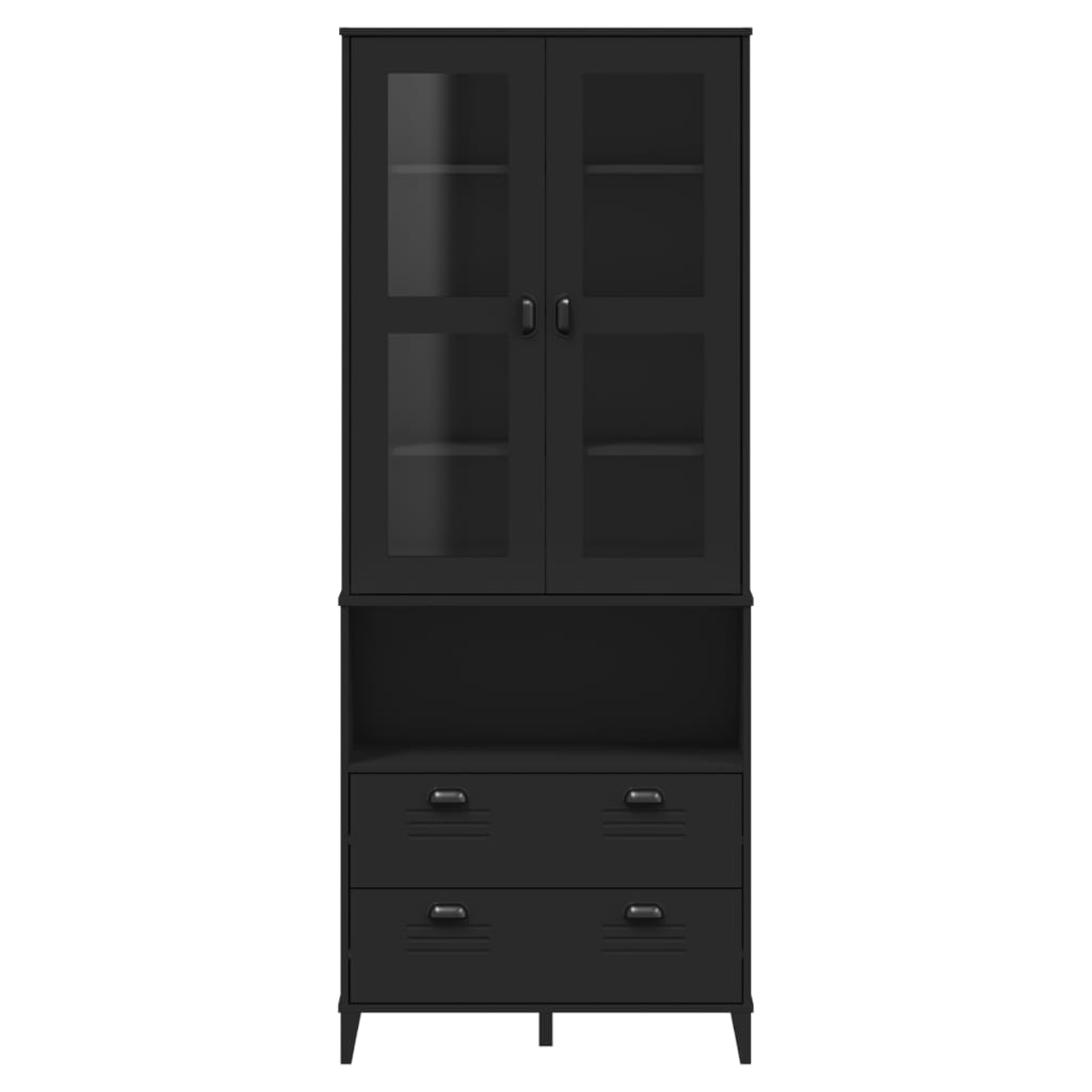 Hoge Kast Viken 80X40X200 Cm Massief Grenenhout Zwart
