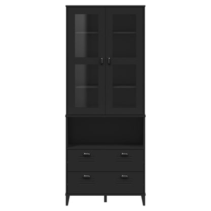 Hoge Kast Viken 80X40X200 Cm Massief Grenenhout Zwart