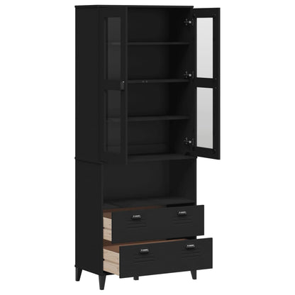 Hoge Kast Viken 80X40X200 Cm Massief Grenenhout Zwart