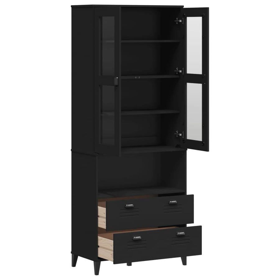 Hoge Kast Viken 80X40X200 Cm Massief Grenenhout Zwart