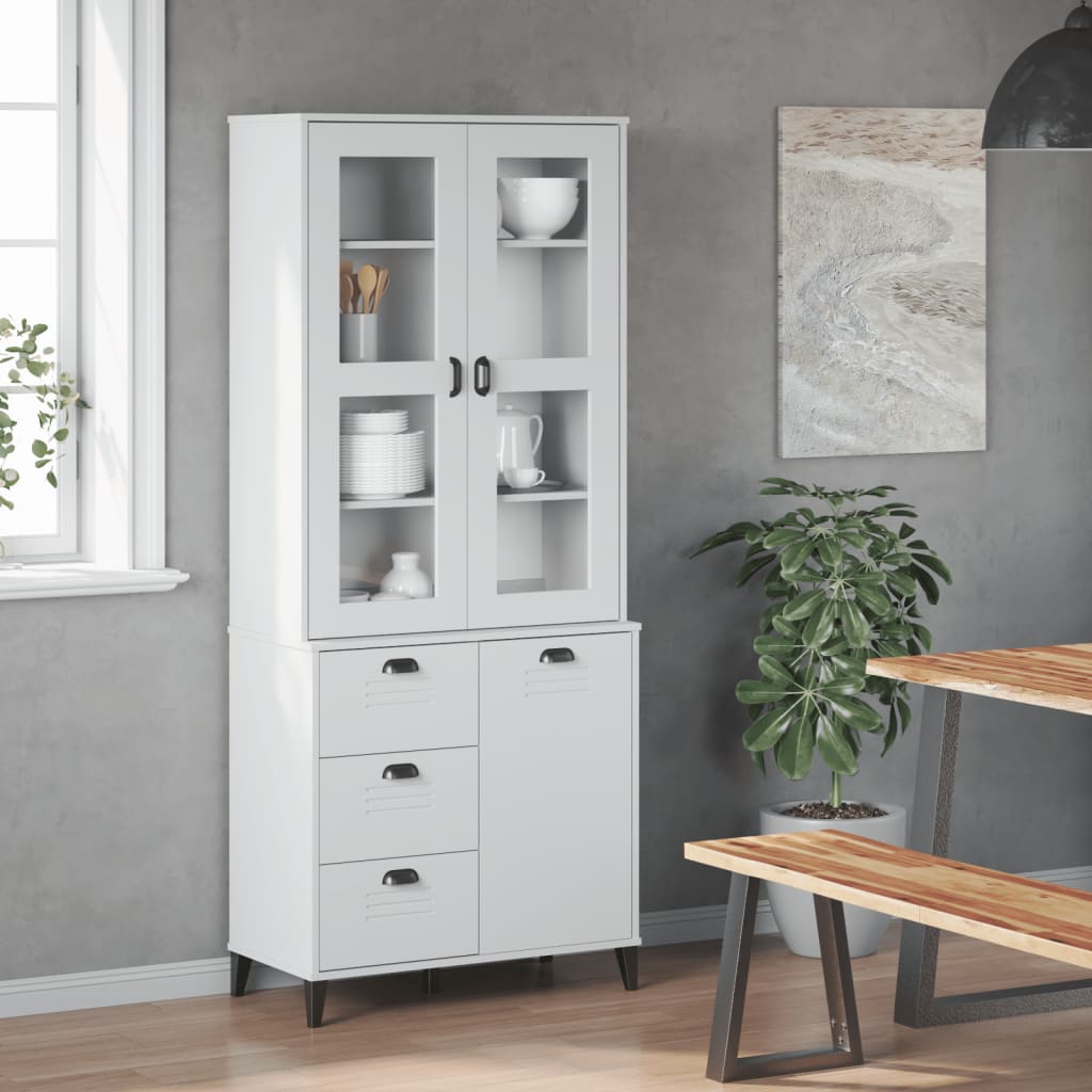 Hoge Kast Viken 80X40X190 Cm Massief Grenenhout Wit