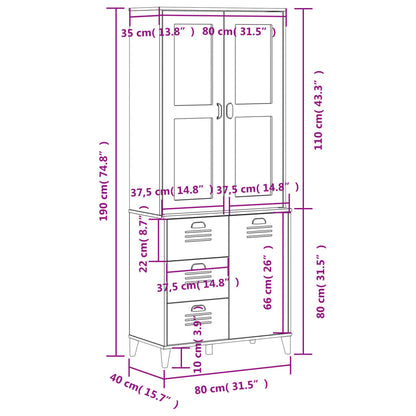 Hoge Kast Viken 80X40X190 Cm Massief Grenenhout Wit