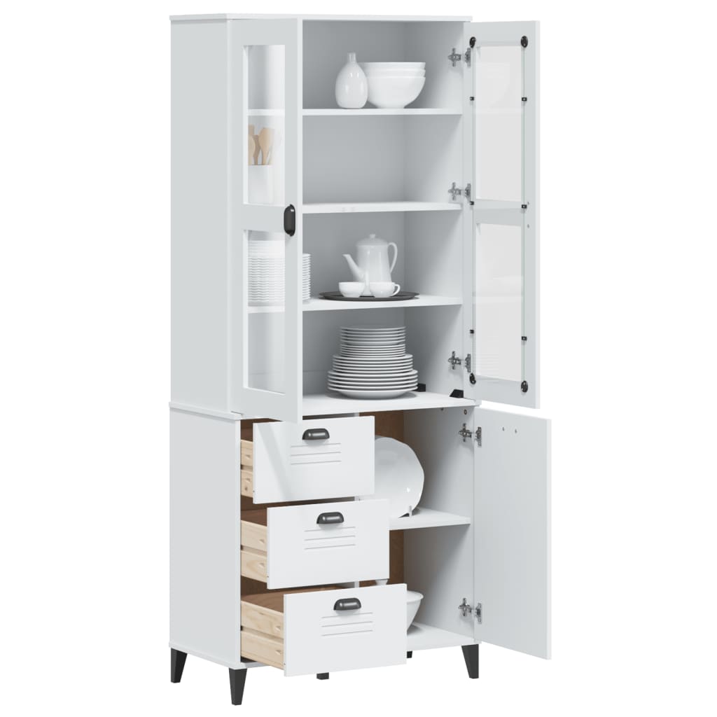 Hoge Kast Viken 80X40X190 Cm Massief Grenenhout Wit