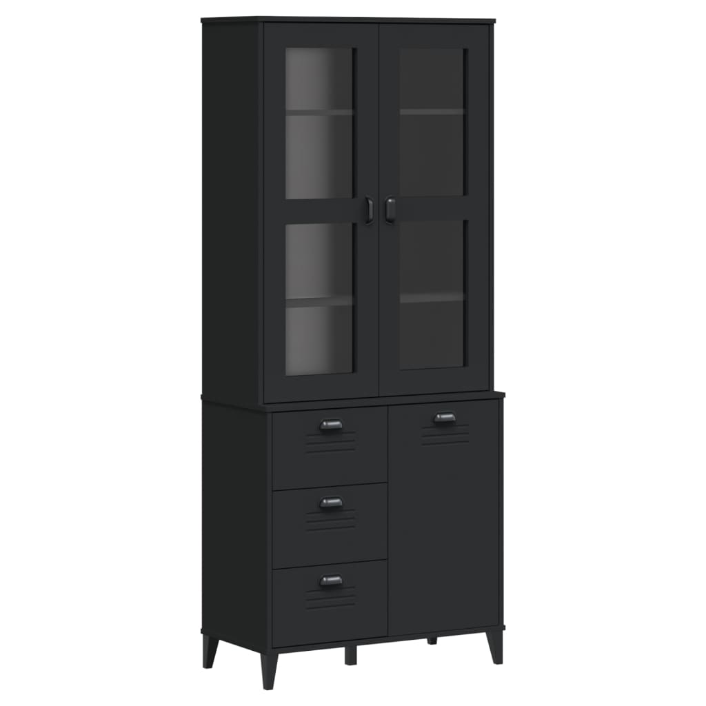 Hoge Kast Viken 80X40X190 Cm Massief Grenenhout Zwart