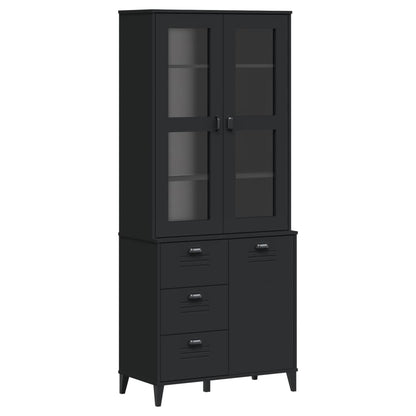 Hoge Kast Viken 80X40X190 Cm Massief Grenenhout Zwart