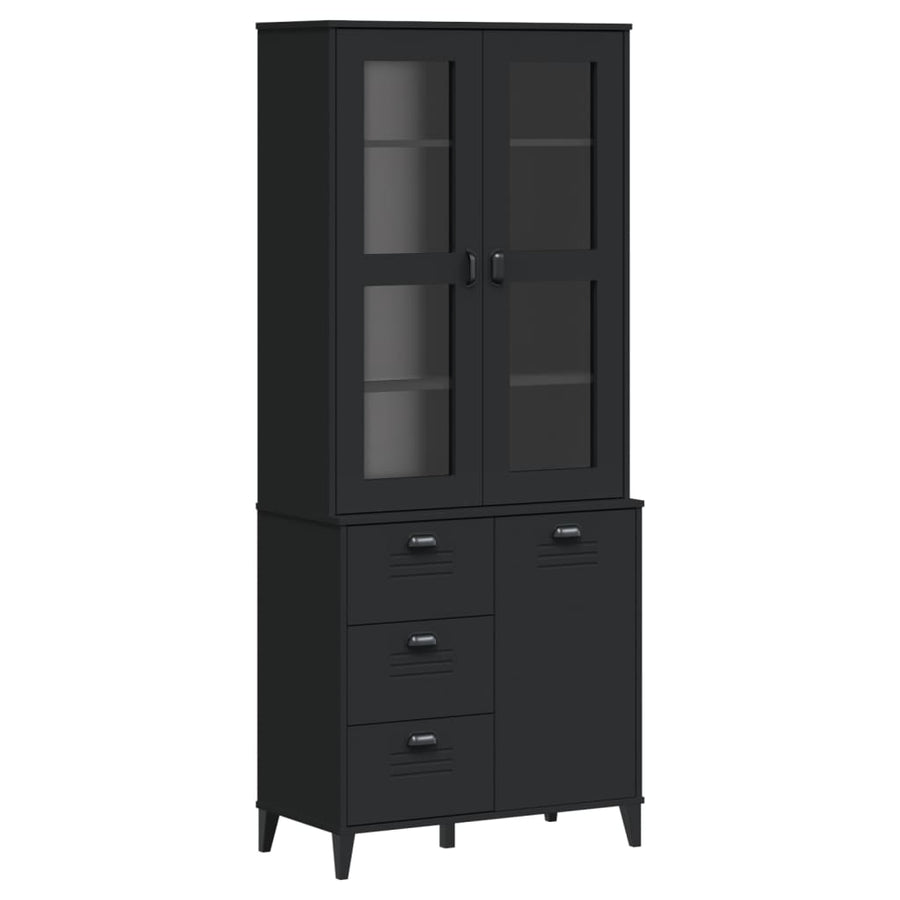 Hoge Kast Viken 80X40X190 Cm Massief Grenenhout Zwart