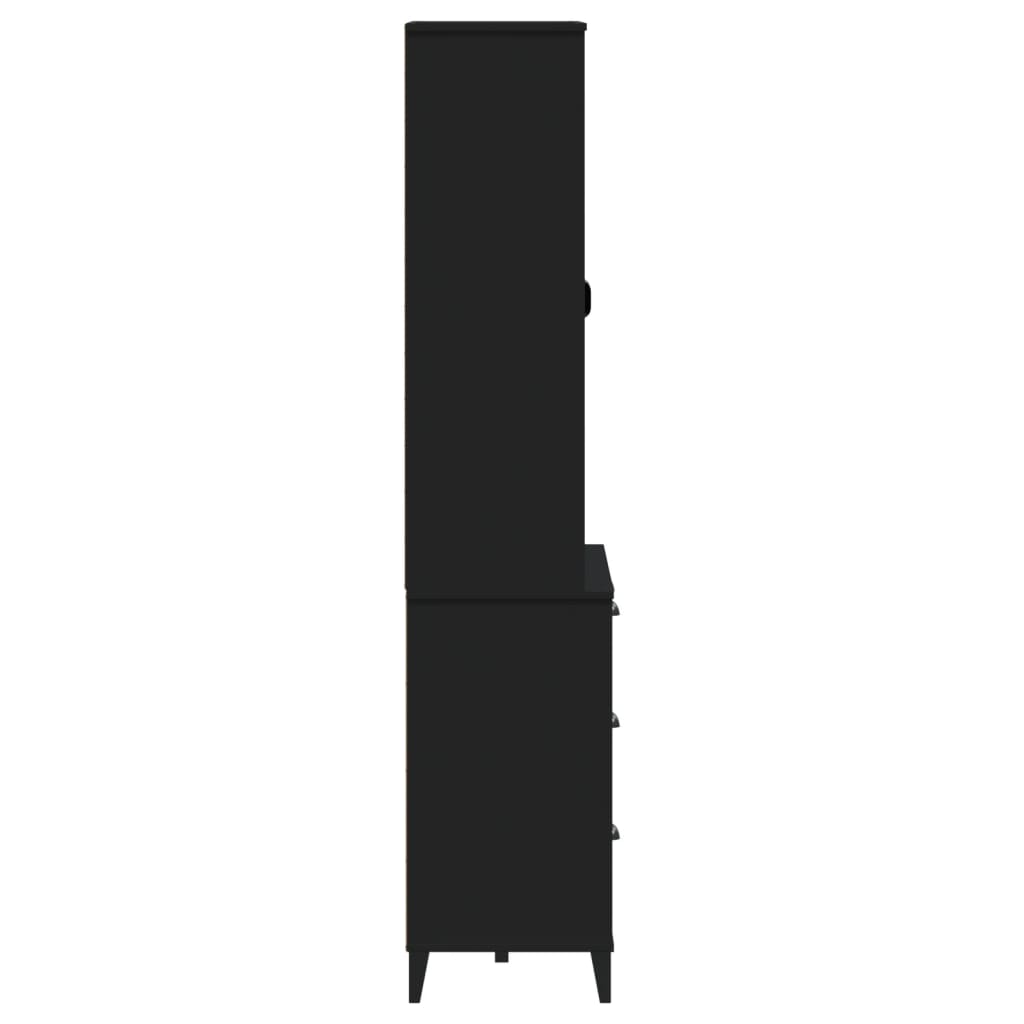 Hoge Kast Viken 80X40X190 Cm Massief Grenenhout Zwart