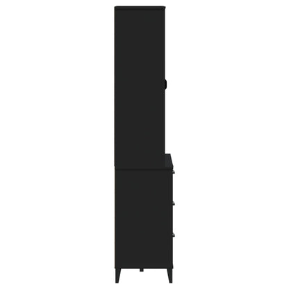 Hoge Kast Viken 80X40X190 Cm Massief Grenenhout Zwart