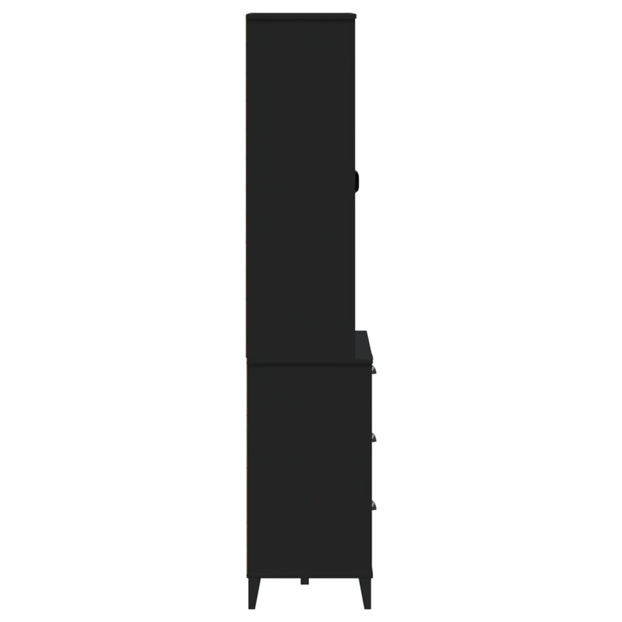 Hoge Kast Viken 80X40X190 Cm Massief Grenenhout Zwart