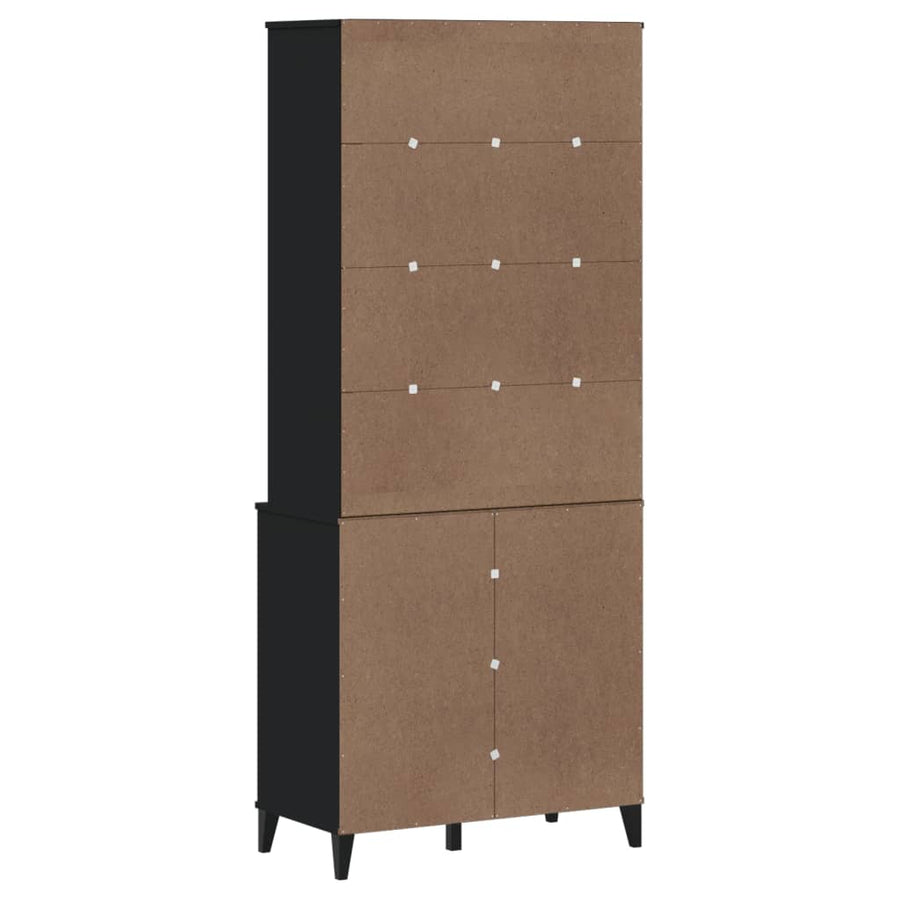 Hoge Kast Viken 80X40X190 Cm Massief Grenenhout Zwart