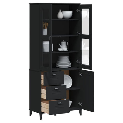 Hoge Kast Viken 80X40X190 Cm Massief Grenenhout Zwart