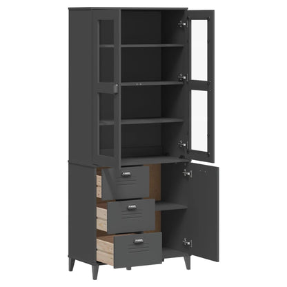 Hoge kast VIKEN 80x40x190 cm massief grenenhout antracietgrijs