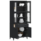 Tall Cabinet Viken 80X40X190 Cm Solid Pine Wood Black