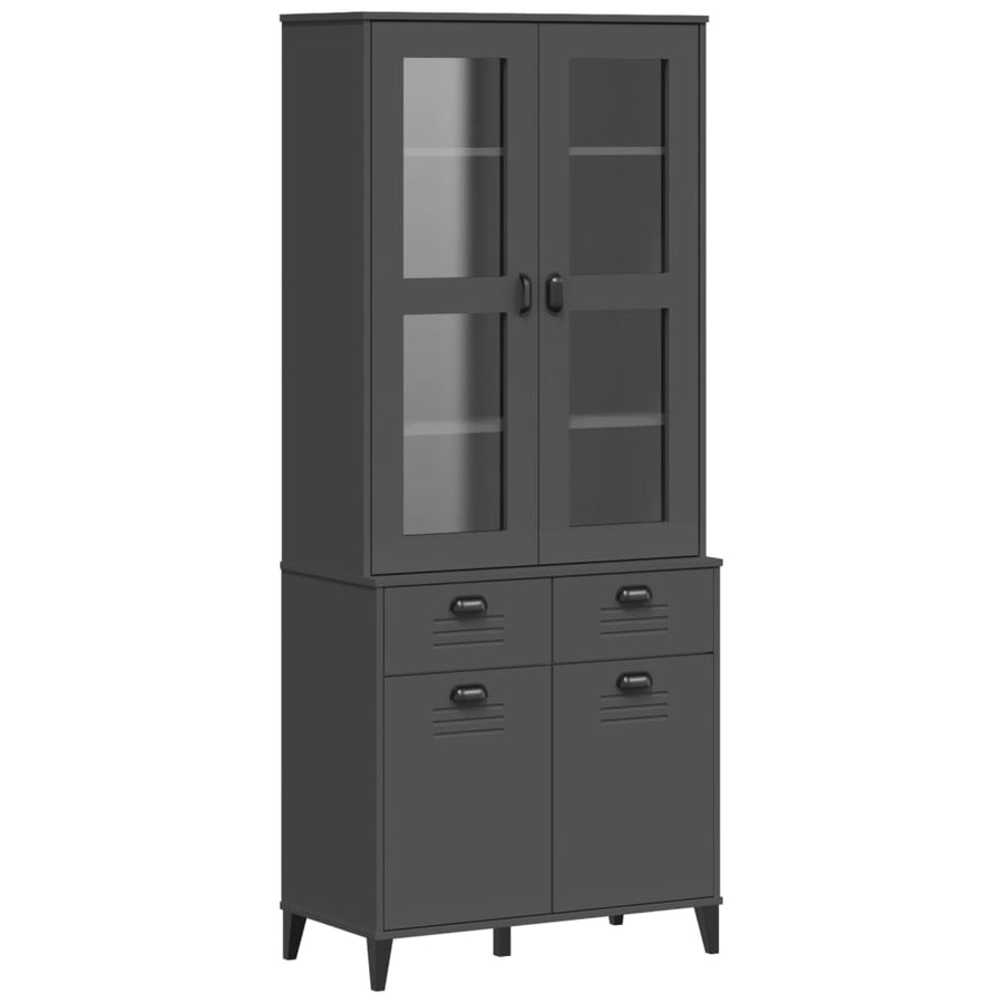 Hoge kast VIKEN 80x40x190 cm massief grenenhout antracietgrijs