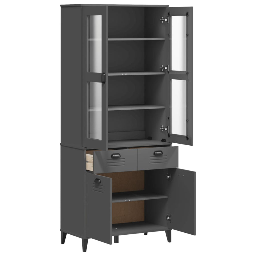 Hoge kast VIKEN 80x40x190 cm massief grenenhout antracietgrijs