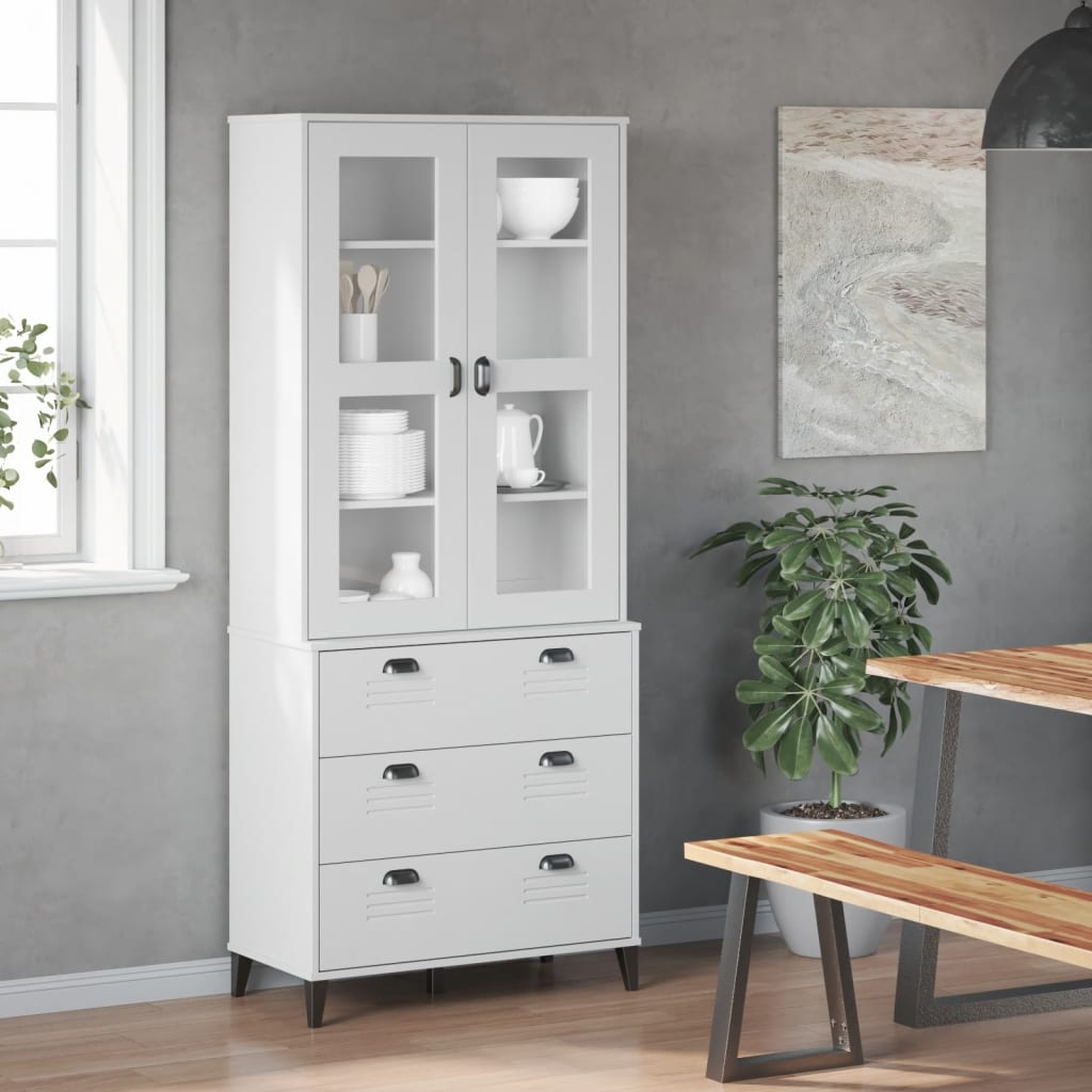 Hoge Kast Viken 80X40X190 Cm Massief Grenenhout Wit