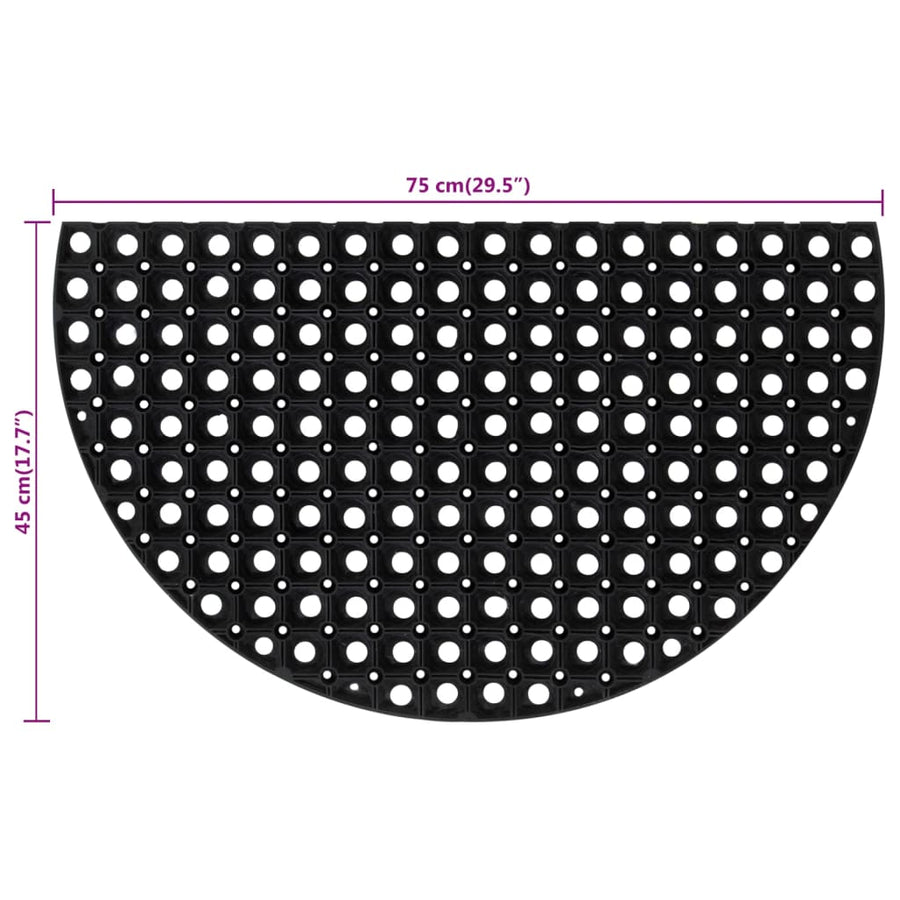 Deurmat halfrond 45x75 cm rubber