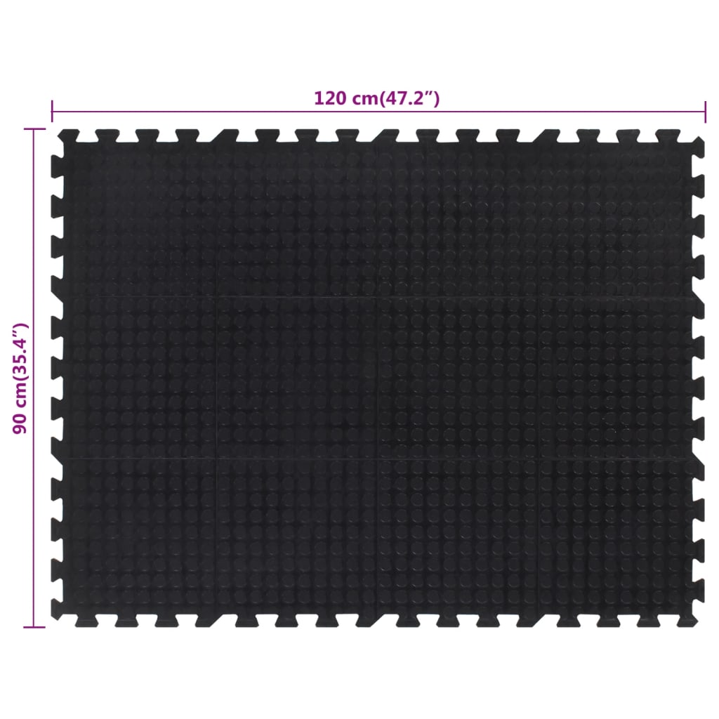 Rubbertegel 12 Mm 90X120 Cm Zwart
