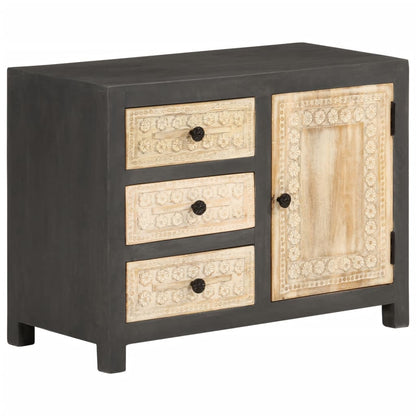 Dressoir 75x35x55 cm massief mangohout grijs en wit